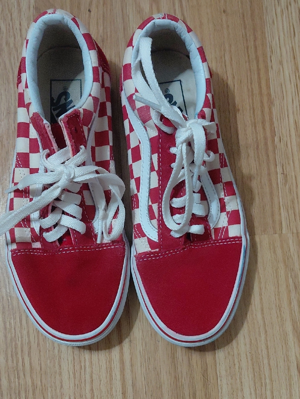 Vans Red and White Checkerboard Old Skool Sneakers